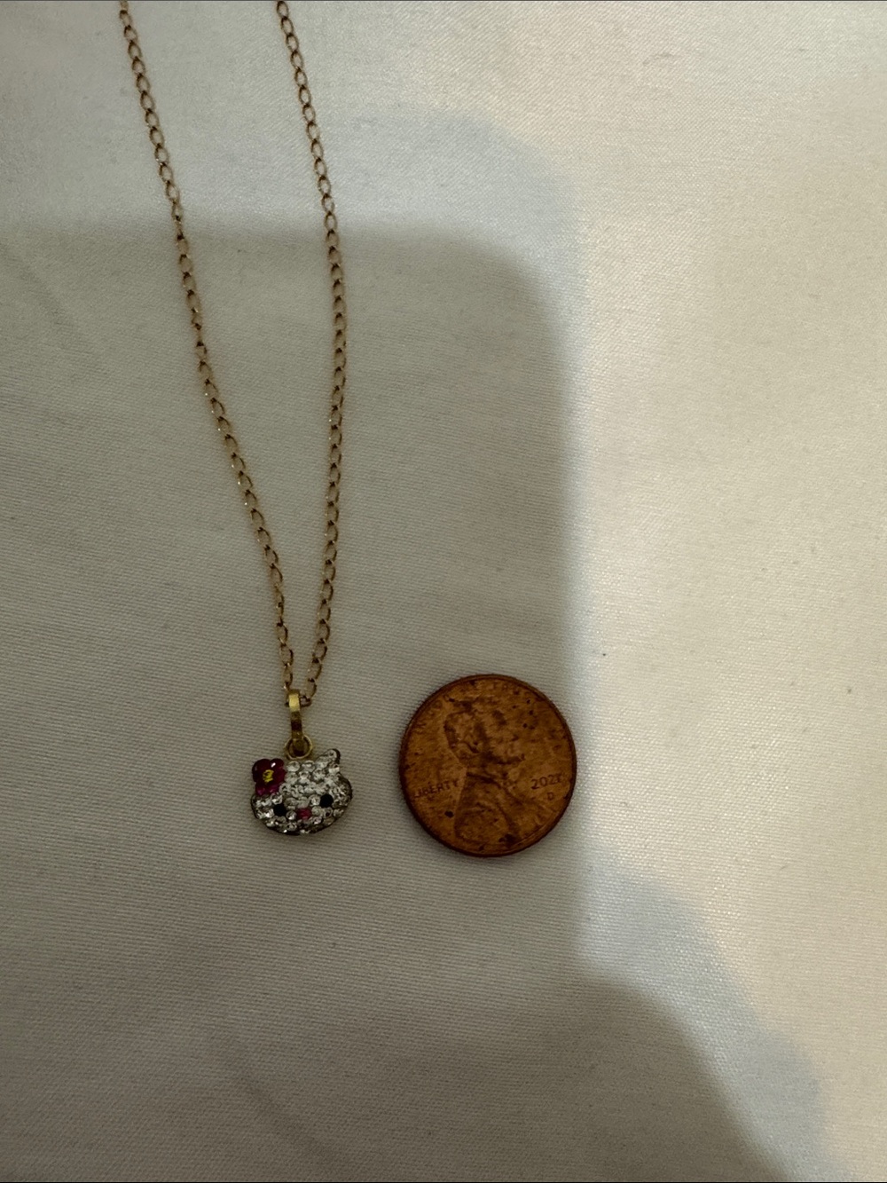 Gold 10k hello kitty chain w/charm for little girls
